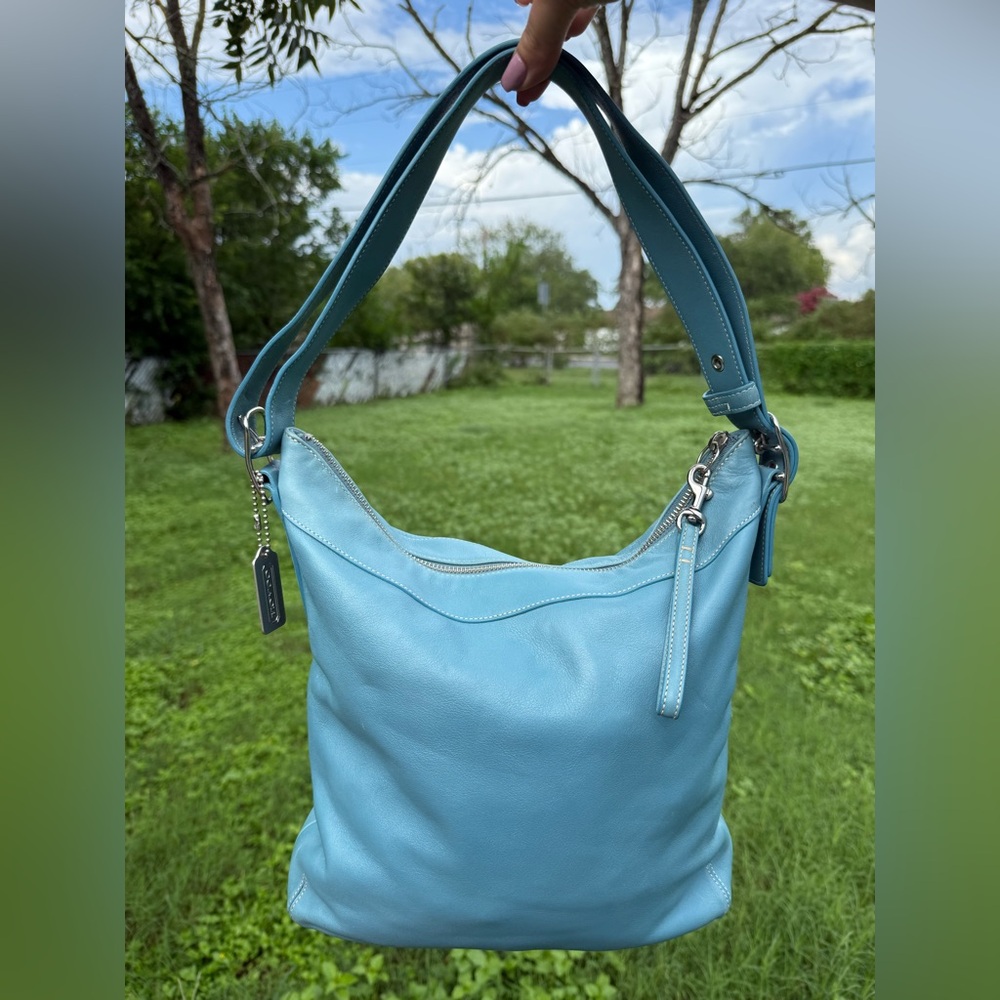 Blue Leather Coach Duffle 9188